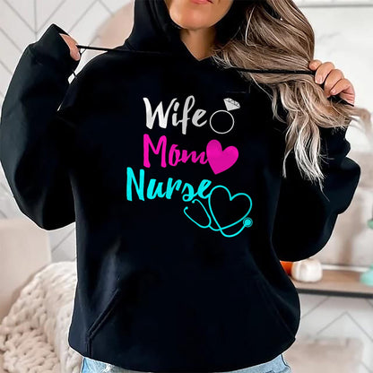 Funny Nurse Shirt, Nurse Unisex T-Shirt/Hoodie/Sweatshirt HLT00 - Wife Mom Nurse Gift Mothers Day Gift For RN LPN ICU Nurses T-Shirt