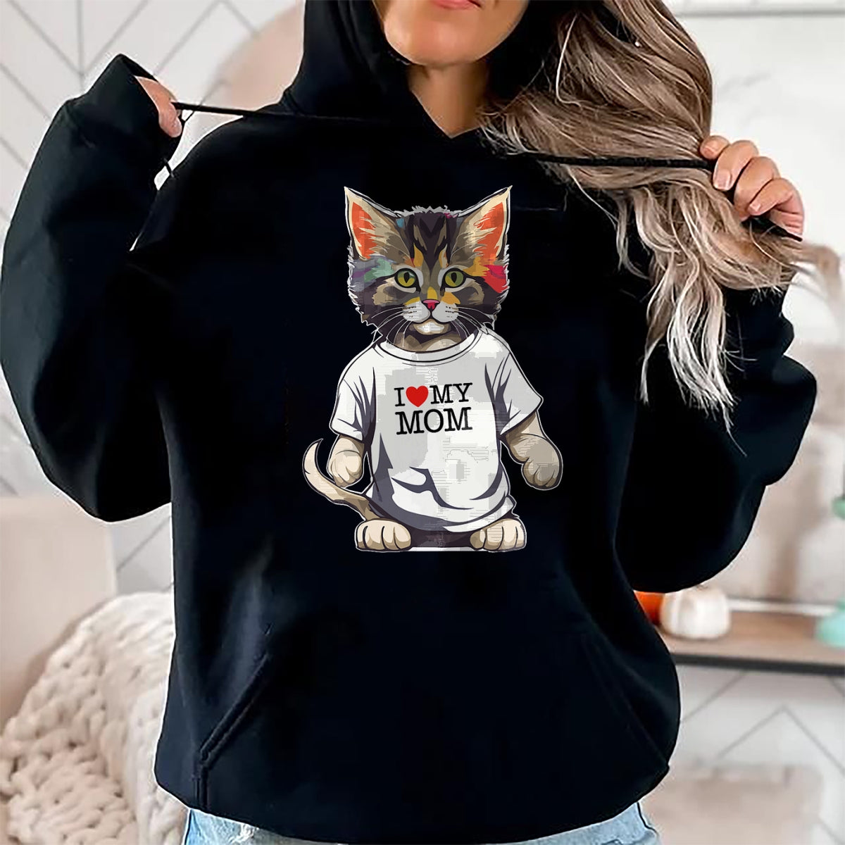 Cat Love Shirt, Funny Cat Lover Gift UnisexT-Shirt/Hoodie/Sweatshirt HLT00 - Cute Cat In I Love My Mom Shirt For Best Cat_s Mom Ever T-Shirt