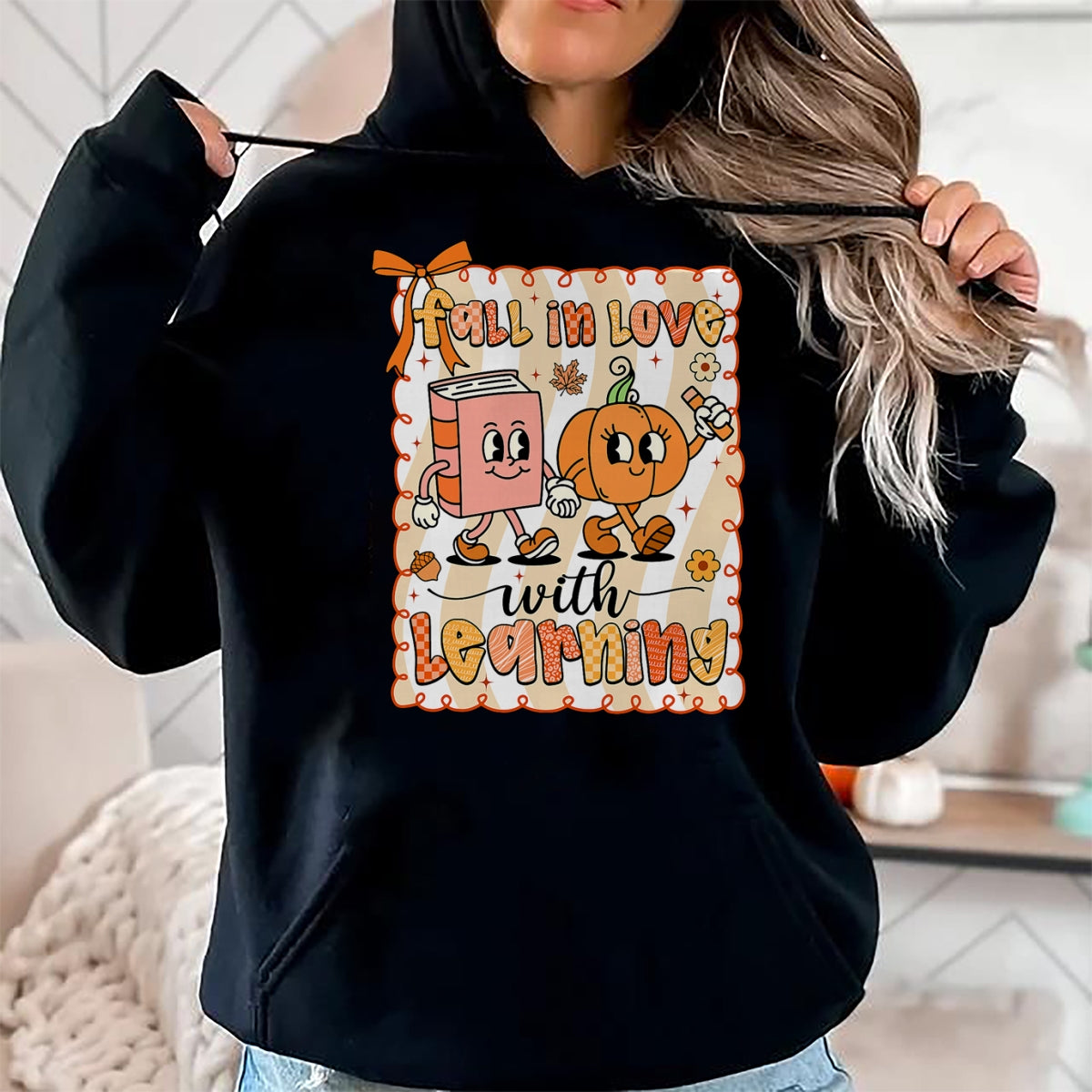 Best Thanksgiving Family Shirt , Funny Thanksgiving UnisexT-Shirt/Hoodie/Sweatshirt HLT00 - Pumpkin Teacher Preppy Fall in Love with Learning Autumn T-Shirt