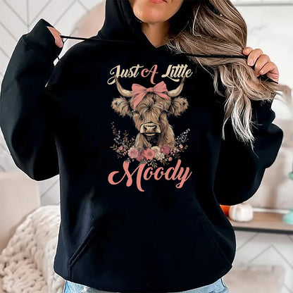 Best Farmer Life Shirt, Funny Farmer UnisexT-Shirt/Hoodie/Sweatshirt HLT00 - Highland Cow Just A Little Moody Flower Funny Farm Farmer T-Shirt