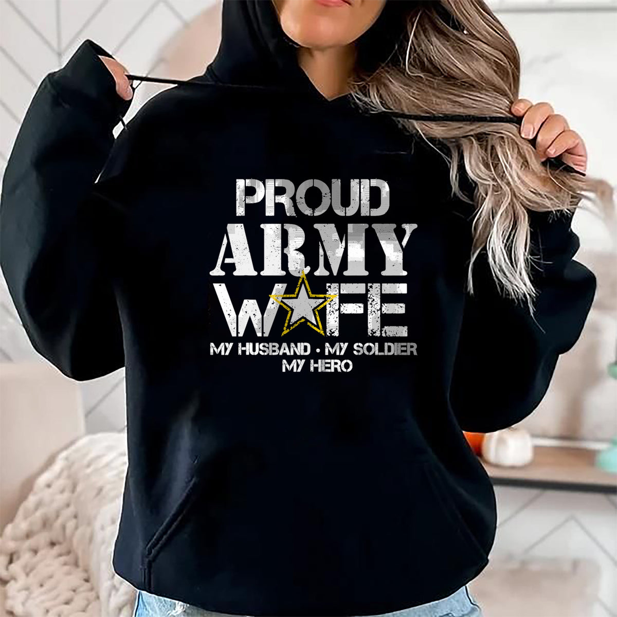 Best Wife Shirt, Wife and Husband Unisex T-Shirt/Hoodie/Sweatshirt HLT00 - Gift for wife T shirt, lucky wife   Proud Army Wife T Shirt for Military Wife My Soldier My Hero T-S