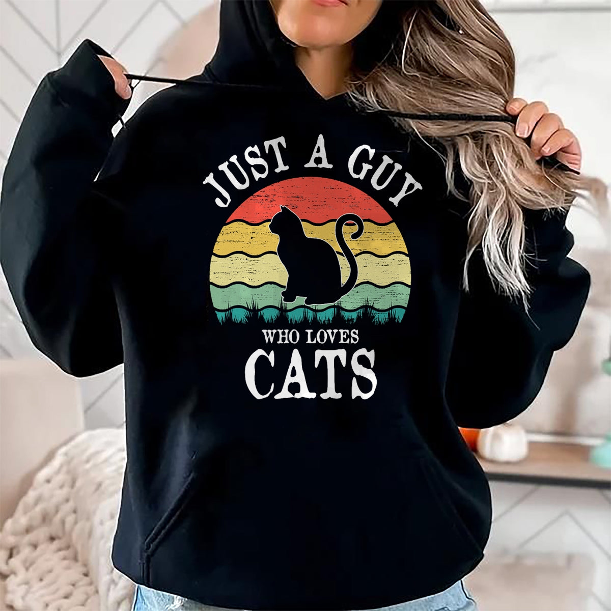 Cat Love Shirt, Funny Cat Lover Gift UnisexT-Shirt/Hoodie/Sweatshirt HLT00 - Just A Guy Who Loves Cats T-Shirt (1)