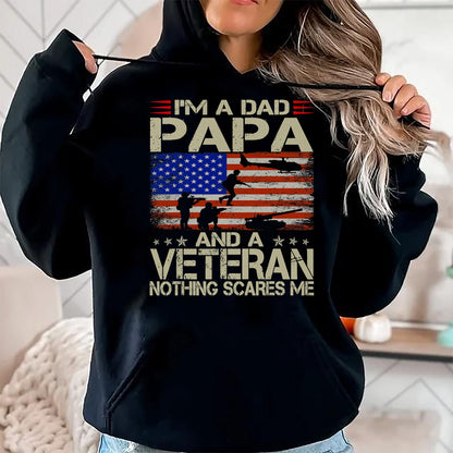 Proud Veteran Shirt, Funny Veteran UnisexT-Shirt/Hoodie/Sweatshirt HLT00 - I_m A Dad Papa and Veteran Funny Retro Dad Dad Grandpa T-Shirt