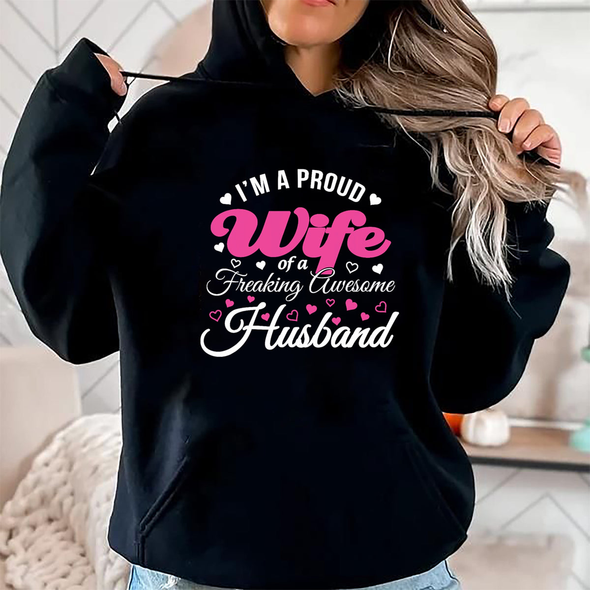 Best Wife Shirt, Wife and Husband Unisex T-Shirt/Hoodie/Sweatshirt HLT00 - Proud Wife of Freaking Awesome Husband Funny Wife T Shirt