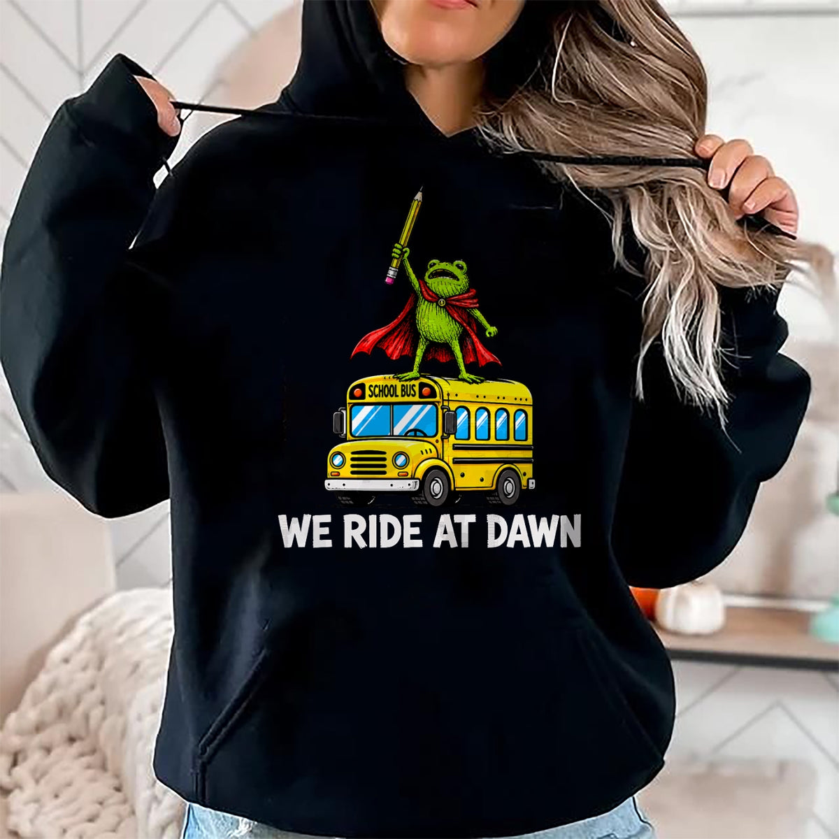 Best Student Shirt, Funny Back To School UnisexT-Shirt/Hoodie/Sweatshirt HLT00 - We Ride At Dawn Funny Back to School Buss Frog Teacher Kids T-Shirt