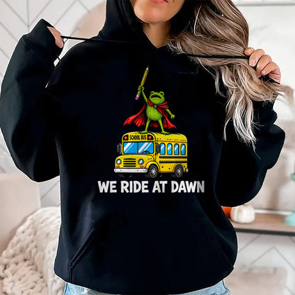 Best Student Shirt, Funny Back To School UnisexT-Shirt/Hoodie/Sweatshirt HLT00 - We Ride At Dawn Funny Back to School Buss Frog Teacher Kids T-Shirt