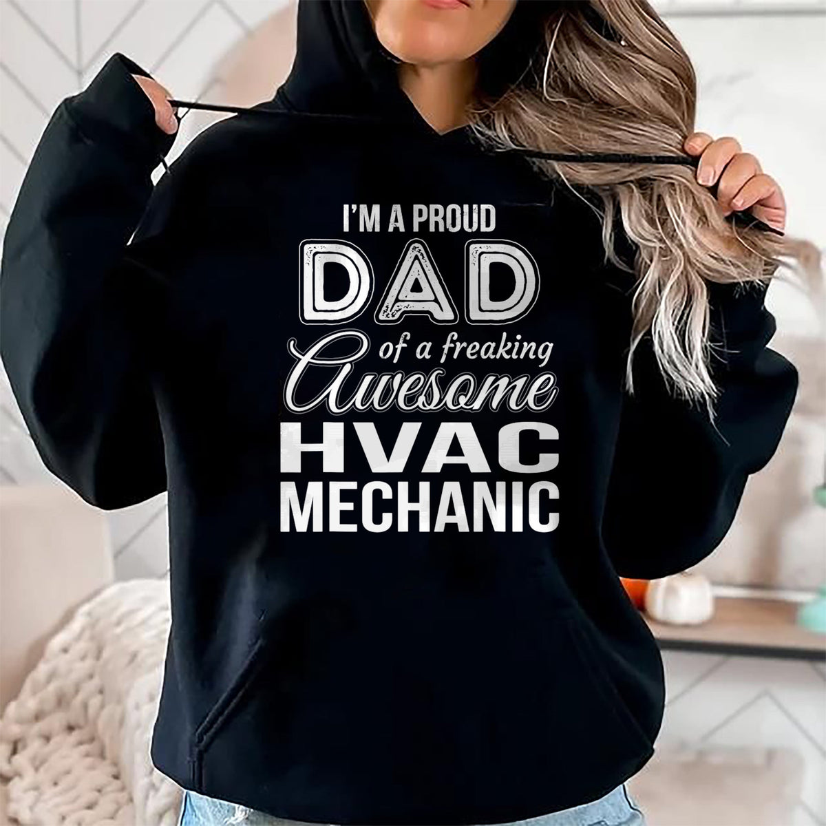 Gift for Dad Shirt, Funny Dad Unisex T-Shirt/Hoodie/Sweatshirt HLT00 – Mens Proud Dad of HVAC Mechanic Father_s Day Gift T-Shirt