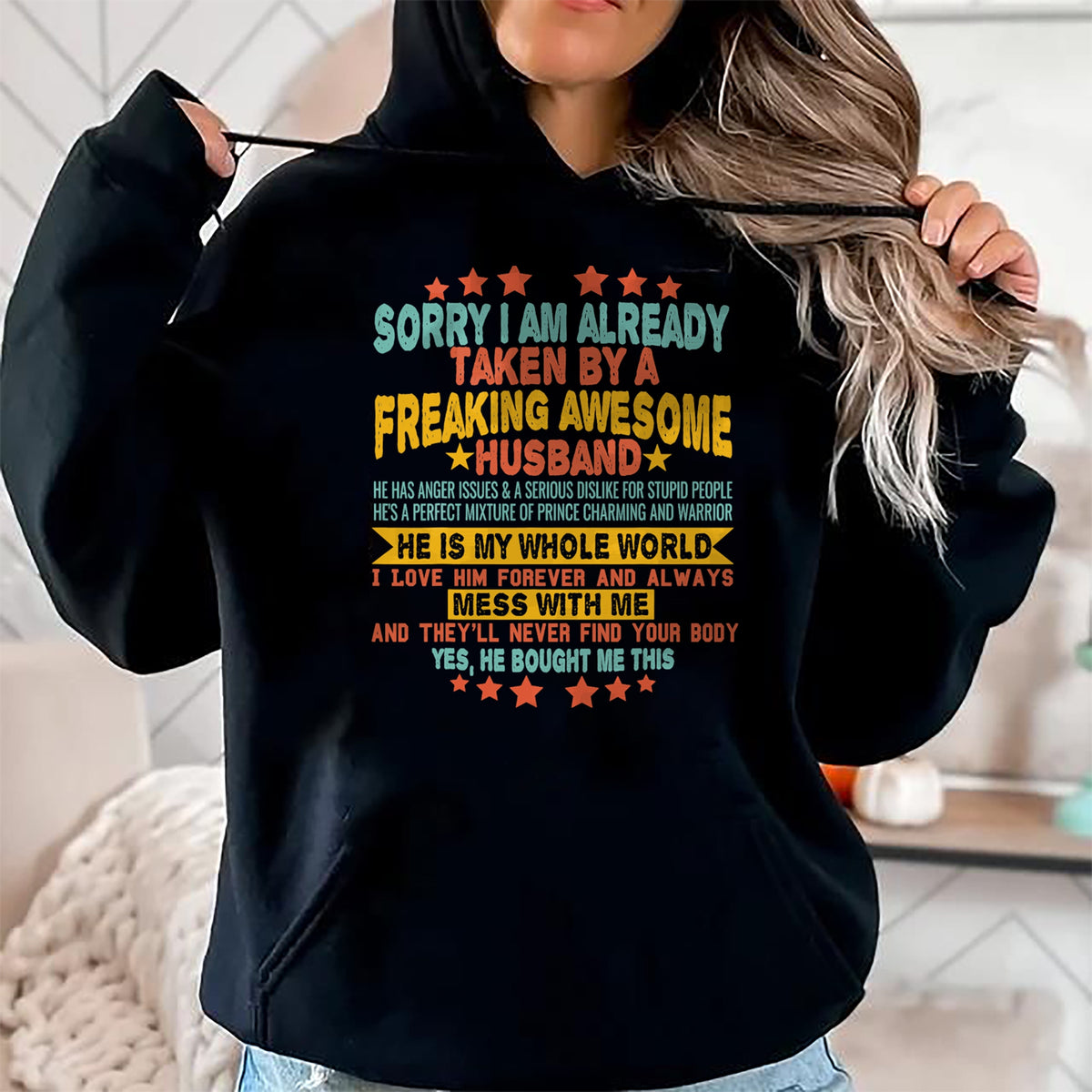 Best Wife Shirt, Wife and Husband Unisex T-Shirt/Hoodie/Sweatshirt HLT00 - Sorry i am Already Taken By a Freaking Awesome Husband Xmas T-Shirt (2)