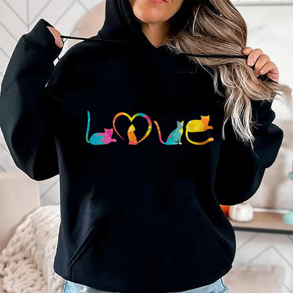 Cat Love Shirt, Funny Cat Lover Gift UnisexT-Shirt/Hoodie/Sweatshirt HLT00 - Love Cats Colorful Watercolor Decoration Cute Cat Toy T-Shirt (1)