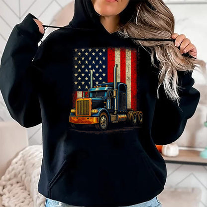 Best Truck Driver Life Shirt, Funny Trucker UnisexT-Shirt/Hoodie/Sweatshirt HLT00 - American Flag Truck - Truck Driver Patriotic T-Shirt