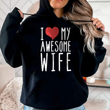 Best Wife Shirt, Wife and Husband Unisex T-Shirt/Hoodie/Sweatshirt HLT00 - Husband Birthday Gifts - I Love My Awesome Wife Long Sleeve T-Shirt