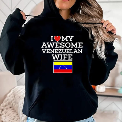 Best Wife Shirt, Wife and Husband Unisex T-Shirt/Hoodie/Sweatshirt HLT00 - I Love My AWESOME Venezuelan WIFE Flag Heart Tee for Husband
