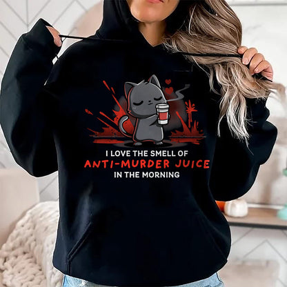 Cat Love Shirt, Funny Cat Lover Gift UnisexT-Shirt/Hoodie/Sweatshirt HLT00 - Cat Drink Coffee I Love The Smell Of Anti Murder Juice T-Shirt for Men Women (1)