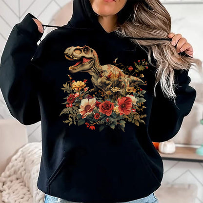 Best Dinosaur Lover Shirt, Funny Dinosaur UnisexT-Shirt/Hoodie/Sweatshirt HLT00 - Dinosaur Dino Trex Floral Flower Graphic T-Shirt