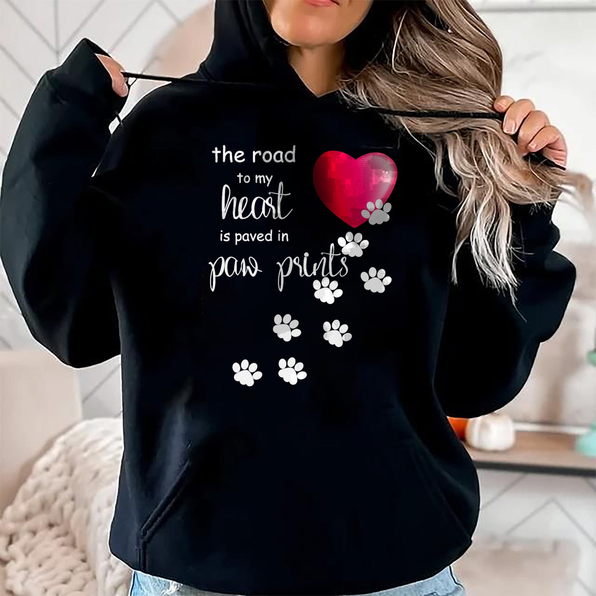 Dog Love Shirt, Dog Lover Gift T-Shirt/Hoodie/Sweatshirt HLT00 - The Road to my Heart is Paved with Paw Prints. Dog shirt T-Shirt