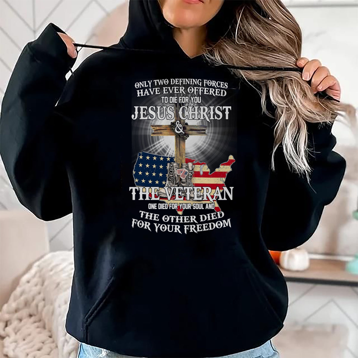 Best Thanksgiving Family Shirt , Funny Thanksgiving UnisexT-Shirt/Hoodie/Sweatshirt HLT00 - Jesus And Veteran, Died For Your Soul And Your Freedom T-Shirt