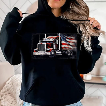 Best Truck Driver Life Shirt, Funny Trucker UnisexT-Shirt/Hoodie/Sweatshirt HLT00 - US American Flag Semi Truck Driver Trucker T-Shirt