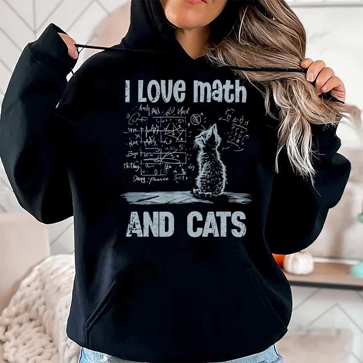 Cat Love Shirt, Funny Cat Lover Gift UnisexT-Shirt/Hoodie/Sweatshirt HLT00 - I Love Math and Cats Funny Cat Lover Science Teacher Student T-Shirt