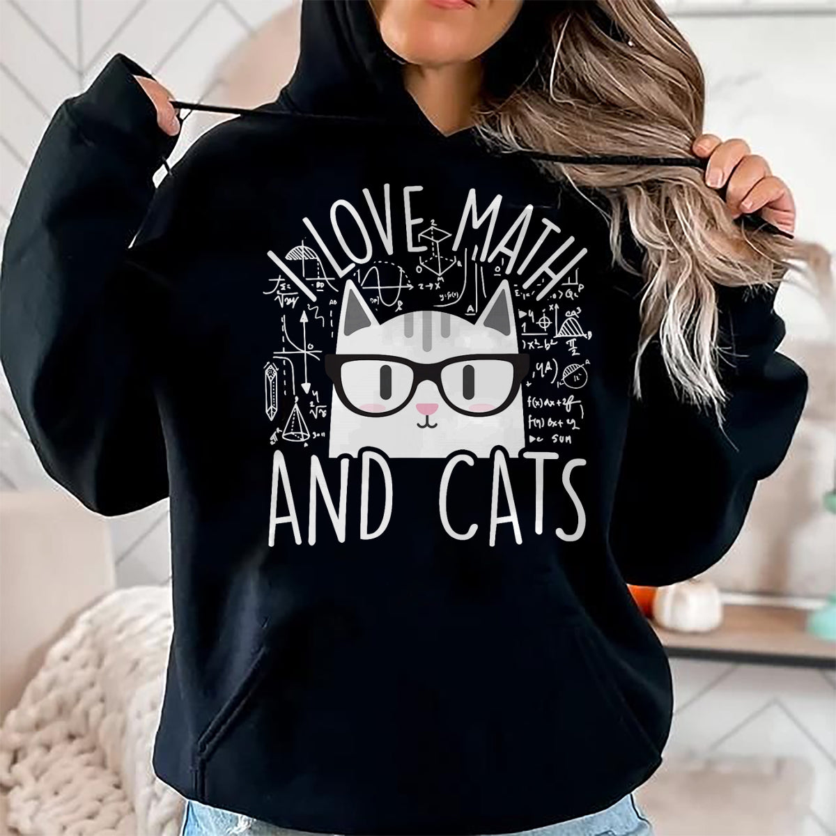 Cat Love Shirt, Funny Cat Lover Gift UnisexT-Shirt/Hoodie/Sweatshirt HLT00 - I Love Math and Cats Cute Kitty Cat Feline Lover Gift T-Shirt Small