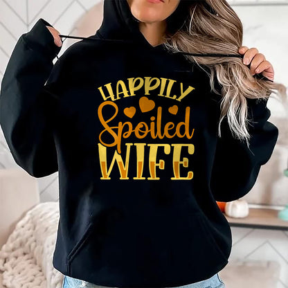 Best Wife Shirt, Wife and Husband Unisex T-Shirt/Hoodie/Sweatshirt HLT00 - Gift for wife T shirt, spoiled wife   Womens Funny Wife Happily Spoiled Wife V-Neck T-Shirt (1)