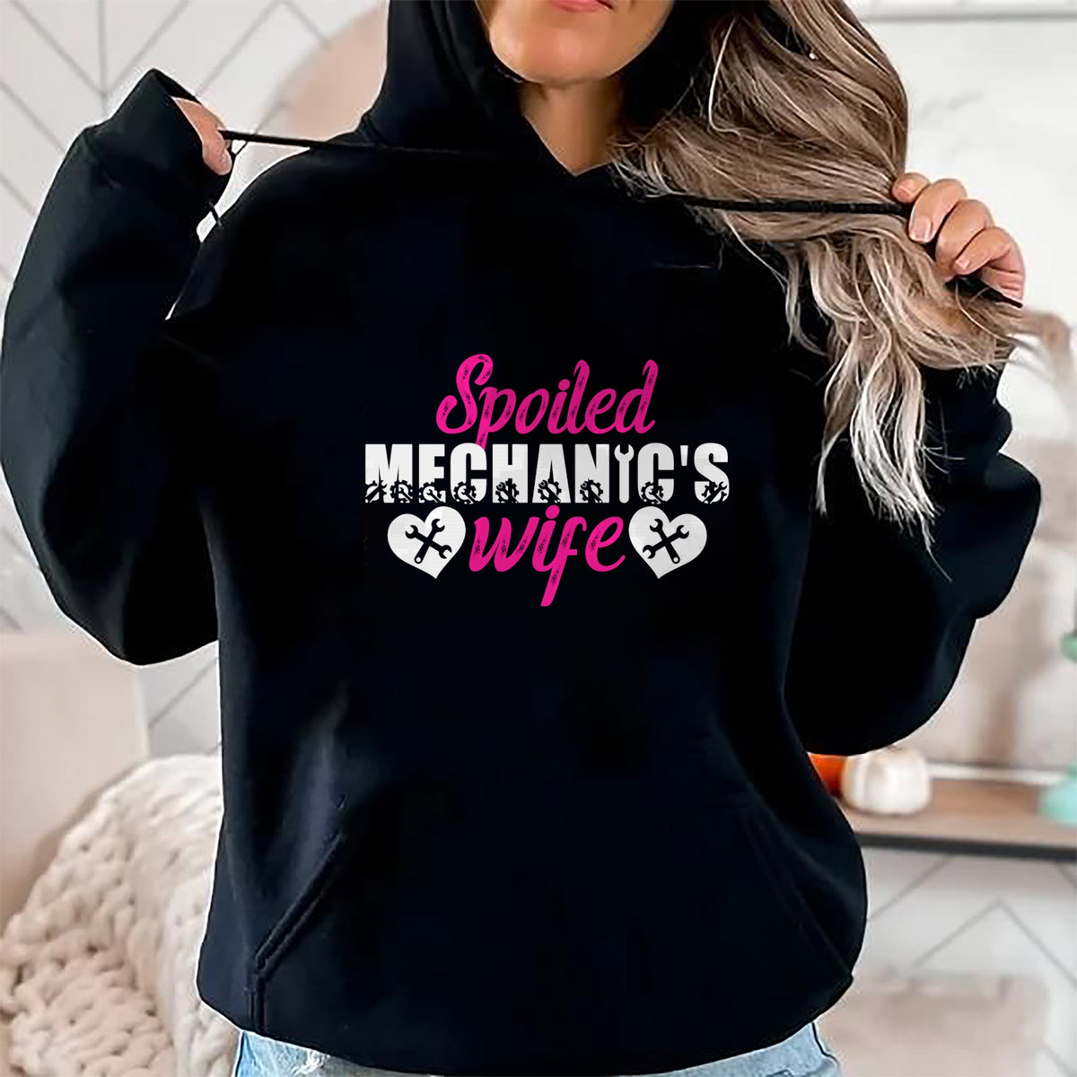 Best Wife Shirt, Wife and Husband Unisex T-Shirt/Hoodie/Sweatshirt HLT00 - Gift for wife T shirt, spoiled wife   Spoiled Mechanic's Wife Of A Mechanic Wife Pullover Hoodie