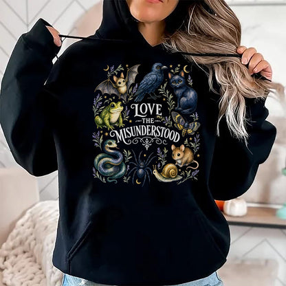 Cat Love Shirt, Funny Cat Lover Gift UnisexT-Shirt/Hoodie/Sweatshirt HLT00 - Love The Misunderstood Bat Frog Raven Snake Cat Moth Spider T-Shirt