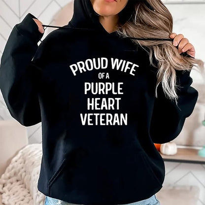 Best Wife Shirt, Wife and Husband Unisex T-Shirt/Hoodie/Sweatshirt HLT00 - Gift for wife T shirt, lucky wife   Wife of Purple Heart Veteran Shirt Proud Military Family T-Shirt