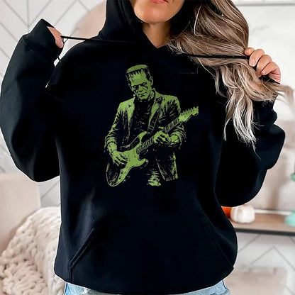 Guitar Lover Shirt, Funny Guitar UnisexT-Shirt/Hoodie/Sweatshirt HLT00 - Frankenstein Playing Guitar T-Shirt, Men, Black, X-Large