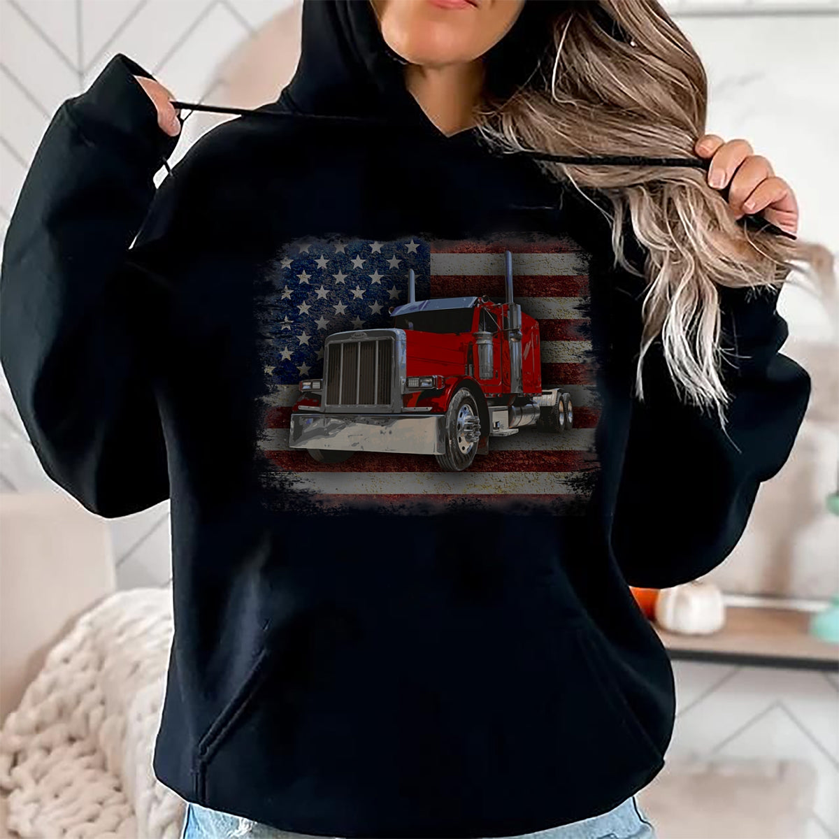 Best Truck Driver Life Shirt, Funny Trucker UnisexT-Shirt/Hoodie/Sweatshirt HLT00 - Trucker T-Shirt American Flag and Big Rig T-Shirt