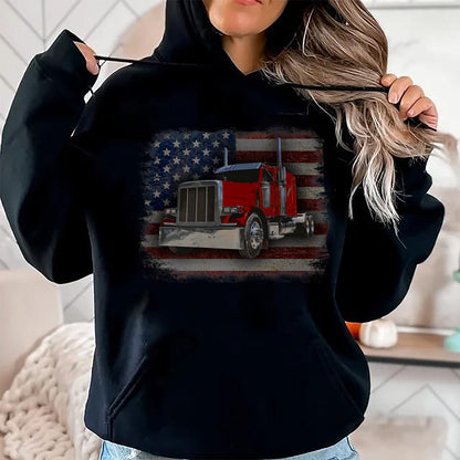 Best Truck Driver Life Shirt, Funny Trucker UnisexT-Shirt/Hoodie/Sweatshirt HLT00 - Trucker T-Shirt American Flag and Big Rig T-Shirt