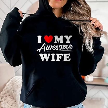 Best Wife Shirt, Wife and Husband Unisex T-Shirt/Hoodie/Sweatshirt HLT00 - I Love My Awesome Wife T Shirt for Men T-Shirt