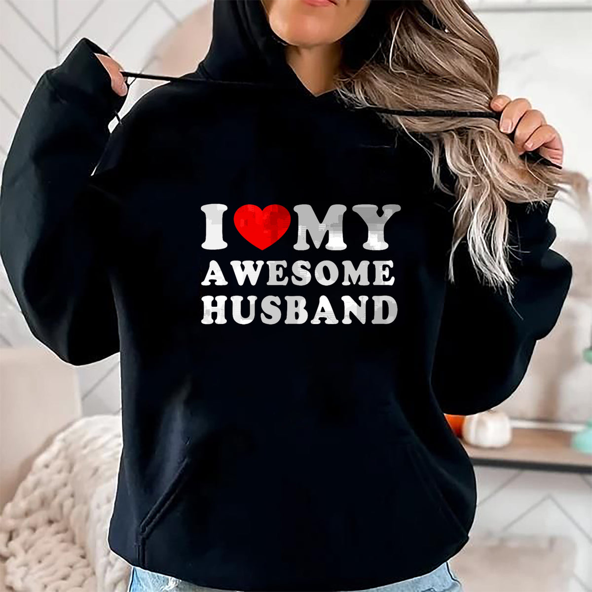 Best Wife Shirt, Wife and Husband Unisex T-Shirt/Hoodie/Sweatshirt HLT00 - I Love My Awesome Husband I Heart My Husband Love Husband T-Shirt (1)