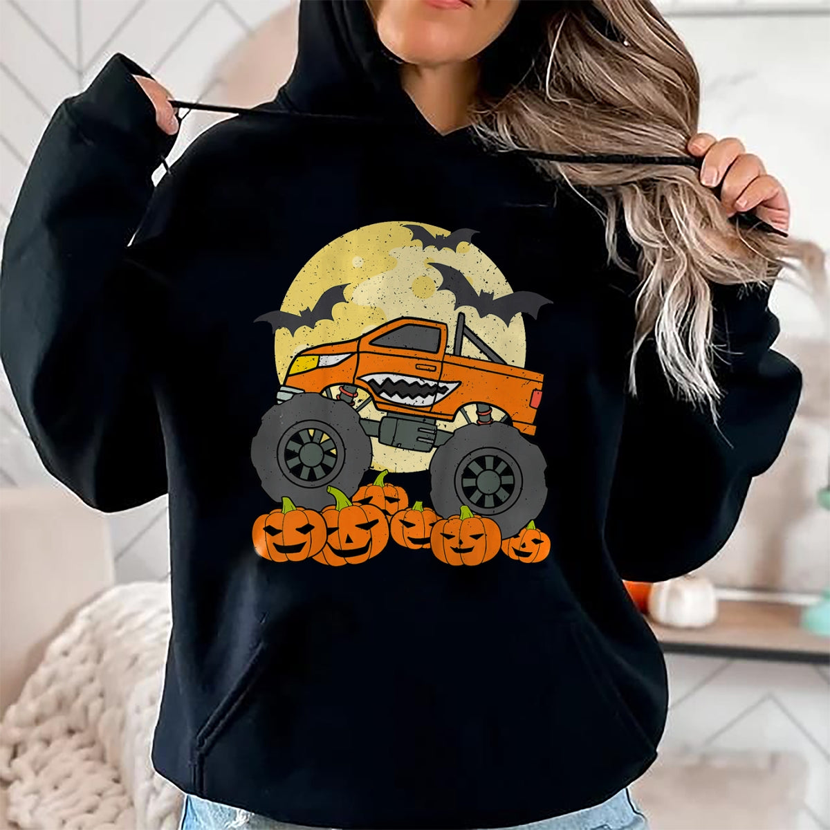 Hallowen Shirts for Family, Funny hallowen shirts, Hallowen Unisex T-Shirt/Hoodie/Sweatshirt HLT00 - Kids Monster Truck Halloween Jack O Lantern Moon Pumpkin Toddler T-Shirt