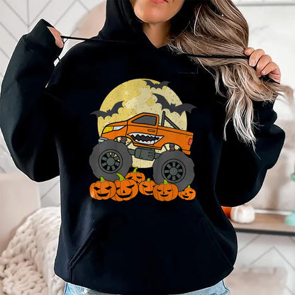 Hallowen Shirts for Family, Funny hallowen shirts, Hallowen Unisex T-Shirt/Hoodie/Sweatshirt HLT00 - Kids Monster Truck Halloween Jack O Lantern Moon Pumpkin Toddler T-Shirt
