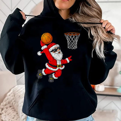 Christmas Shirts for Family, Funny christmas shirts, Christmas Unisex T-Shirt/Hoodie/Sweatshirt HLT00 - Christmas Santa Claus Dunking A Basketball Boys Kids Xmas T-Shirt
