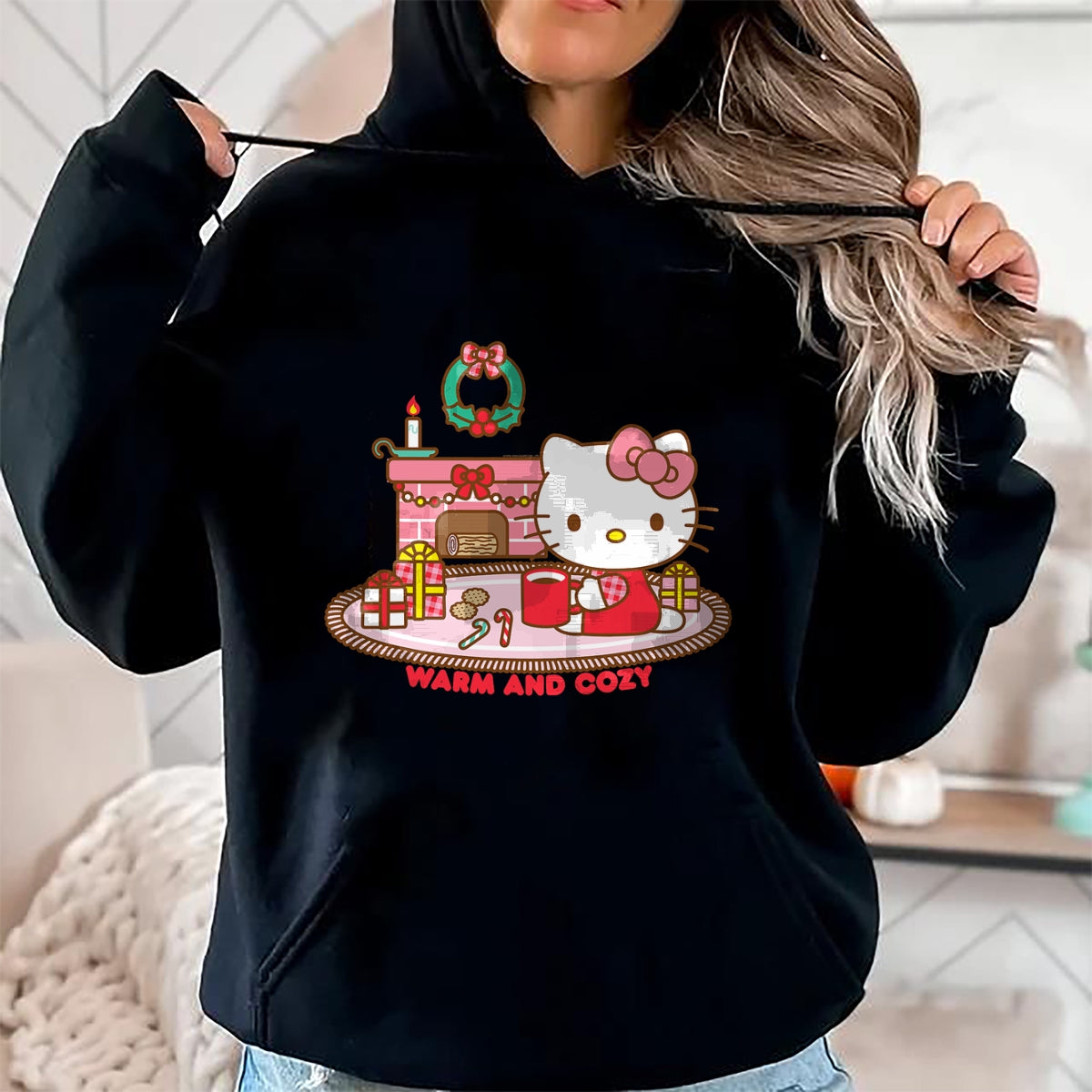 Christmas Shirts for Family, Funny christmas shirts, Christmas Unisex T-Shirt/Hoodie/Sweatshirt HLT00 - Hello Kitty Warm And Cozy Christmas T-Shirt