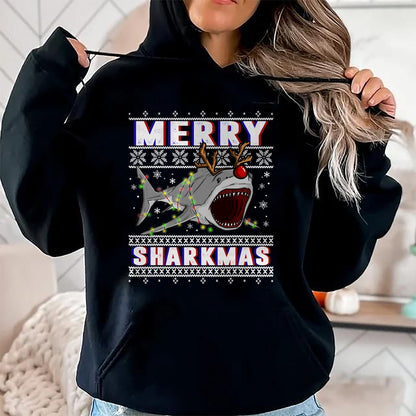 Christmas Shirts for Family, Funny christmas shirts, Christmas Unisex T-Shirt/Hoodie/Sweatshirt HLT00 - Funny Sharkmas Shark Ugly Christmas Sweaters T-Shirt