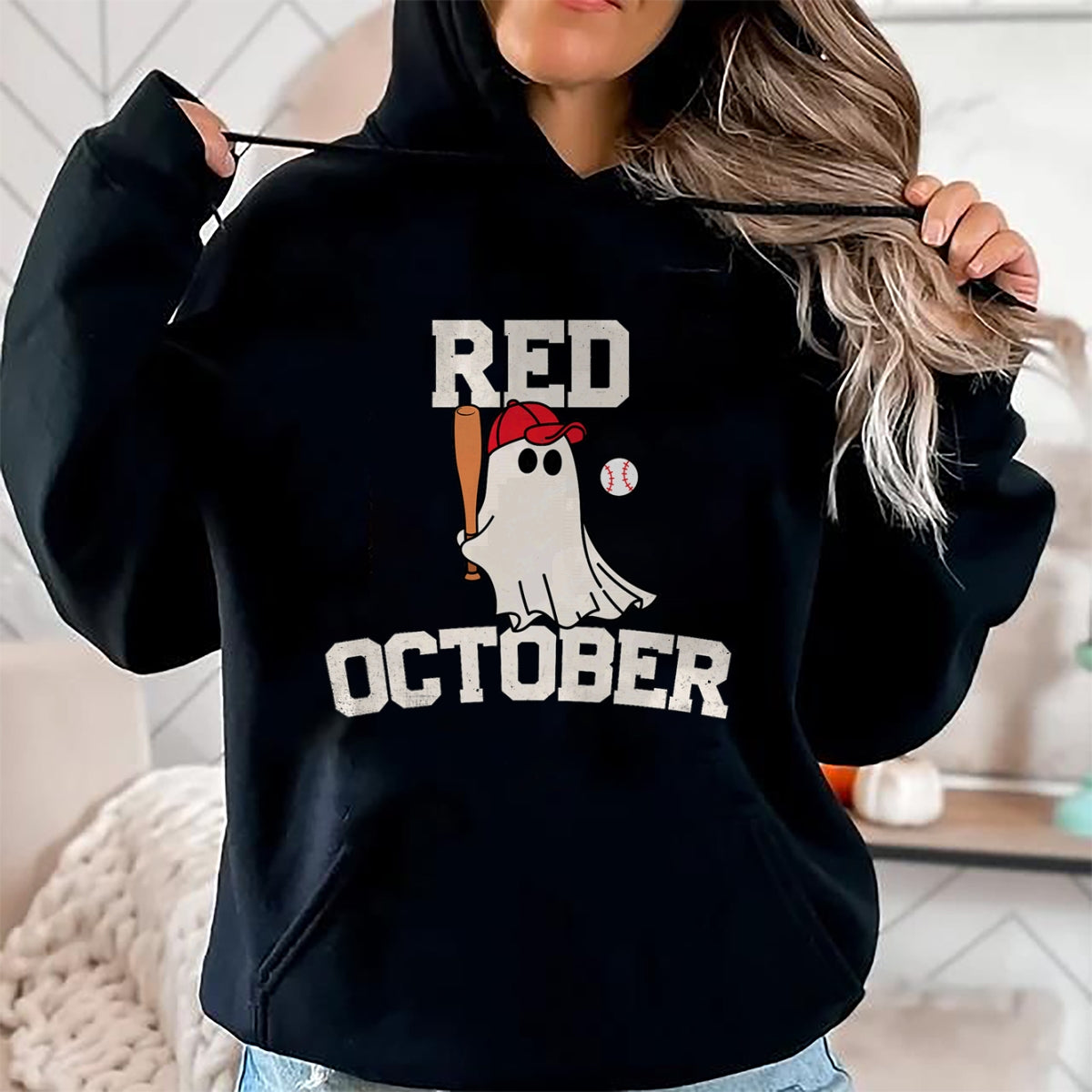 Hallowen Shirts for Family, Funny hallowen shirts, Hallowen Unisex T-Shirt/Hoodie/Sweatshirt HLT00 - Red October Halloween Ghost Playing Baseball Funny Baseball T-Shirt