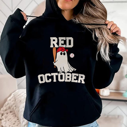 Hallowen Shirts for Family, Funny hallowen shirts, Hallowen Unisex T-Shirt/Hoodie/Sweatshirt HLT00 - Red October Halloween Ghost Playing Baseball Funny Baseball T-Shirt