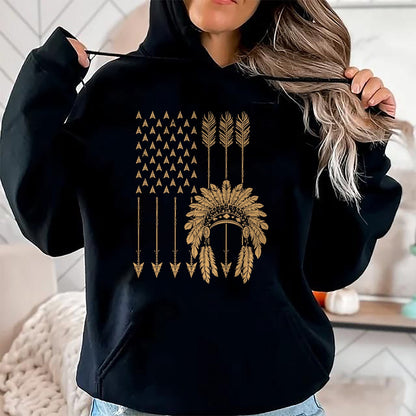 Native American T-Shirts, Vintage Native American Unisex T-Shirt/Hoodie/Sweatshirt HLT00 - Funny Native American Flag Gift Cool USA Tribe Patriotic T-Shirt