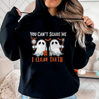 Hallowen Shirts for Family, Funny hallowen shirts, Hallowen Unisex T-Shirt/Hoodie/Sweatshirt HLT00 - Womens You Can't Scare Me I Clean Teeth Dental Hygienist Halloween V-Neck T-Shirt