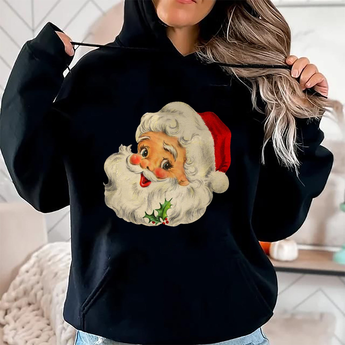 Christmas Shirts for Family, Funny christmas shirts, Christmas Unisex T-Shirt/Hoodie/Sweatshirt HLT00 - Vintage Christmas Santa Claus Face Funny Old Fashioned T-Shirt
