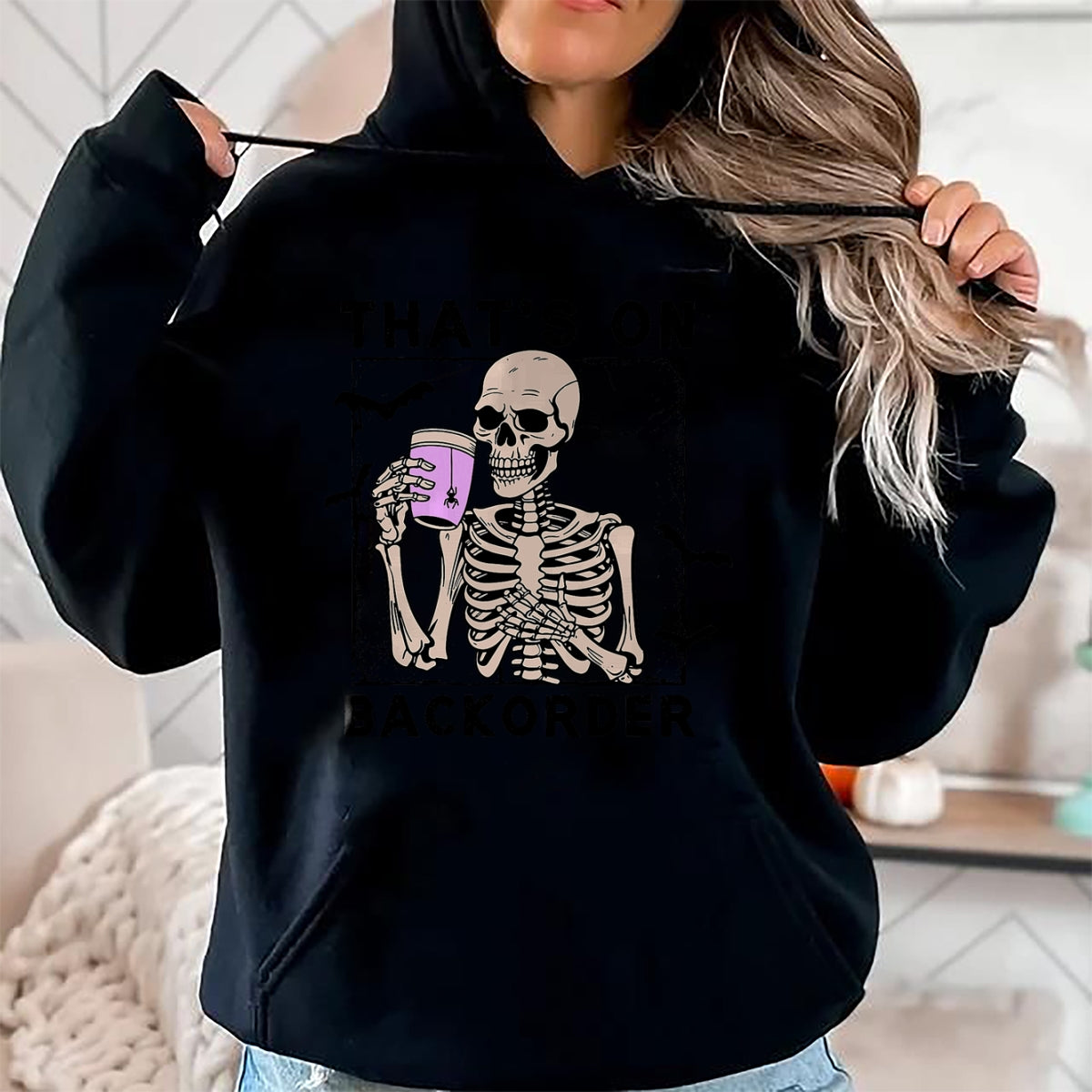 Hallowen Shirts for Family, Funny hallowen shirts, Hallowen Unisex T-Shirt/Hoodie/Sweatshirt HLT00 - That’s On Backorder Skeleton Drink Halloween Bat Fly T-Shirt