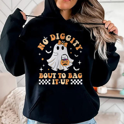Hallowen Shirts for Family, Funny hallowen shirts, Hallowen Unisex T-Shirt/Hoodie/Sweatshirt HLT00 - Halloween Ghost Funny No Diggity Bout To Bag It Up Spooky T-Shirt