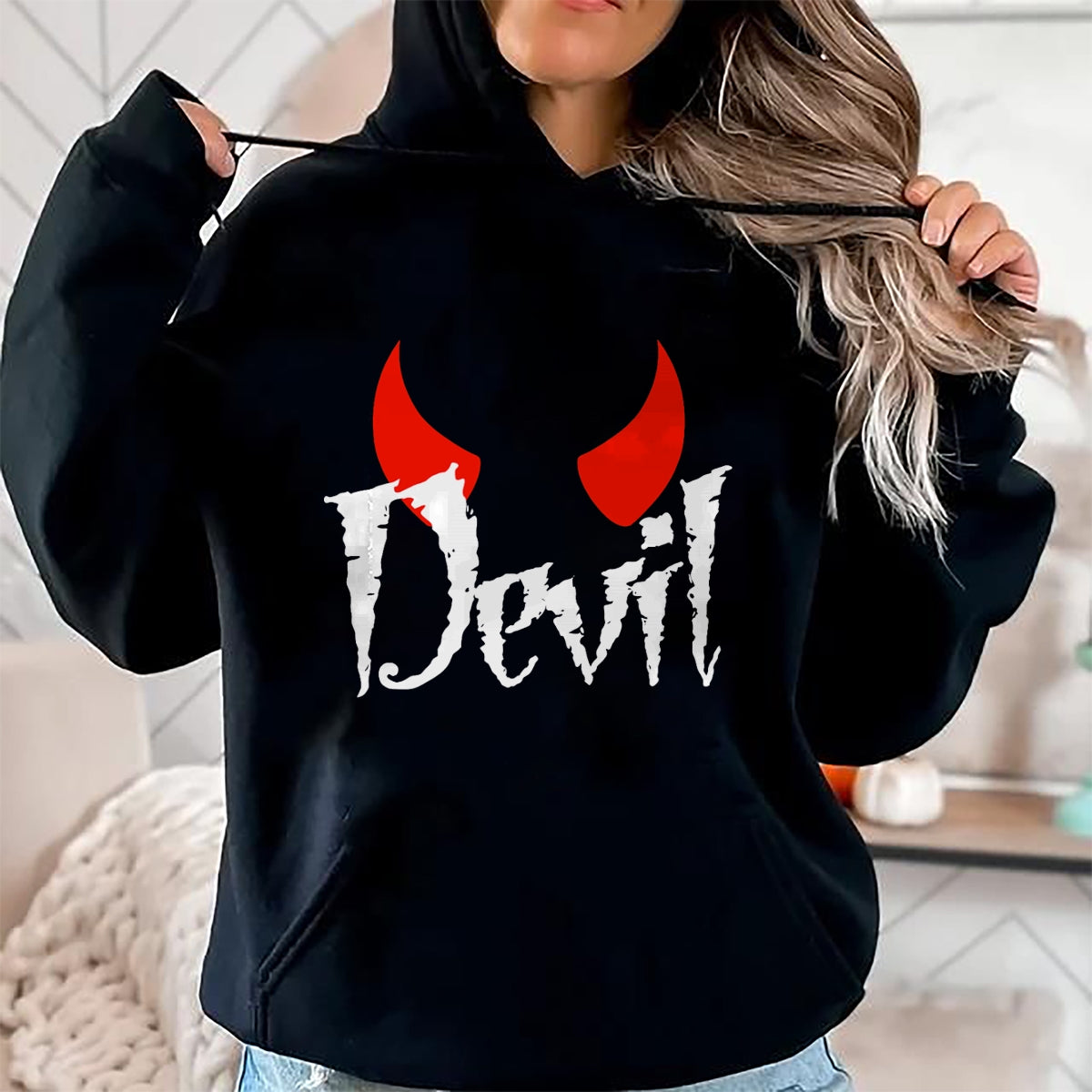 Hallowen Shirts for Family, Funny hallowen shirts, Hallowen Unisex T-Shirt/Hoodie/Sweatshirt HLT00 - Devil Halloween Matching Couple Girlfriend T-Shirt