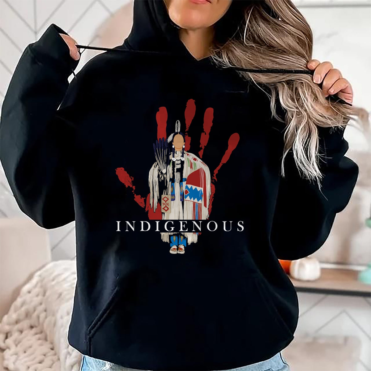 Native American T-Shirts, Vintage Native American Unisex T-Shirt/Hoodie/Sweatshirt HLT00 - Native American Indigenous Red Hand Indian Blood Themed T-Shirt (3)