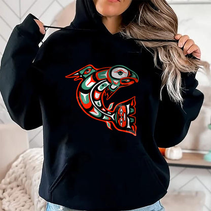 Native American T-Shirts, Vintage Native American Unisex T-Shirt/Hoodie/Sweatshirt HLT00 - Haida art, Native American Style, Salmon Totem T-Shirt