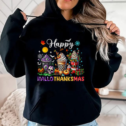 Hallowen Shirts for Family, Funny hallowen shirts, Hallowen Unisex T-Shirt/Hoodie/Sweatshirt HLT00 - Happy Hallothanksmas Halloween Coffee Latte Thanksgiving T-Shirt