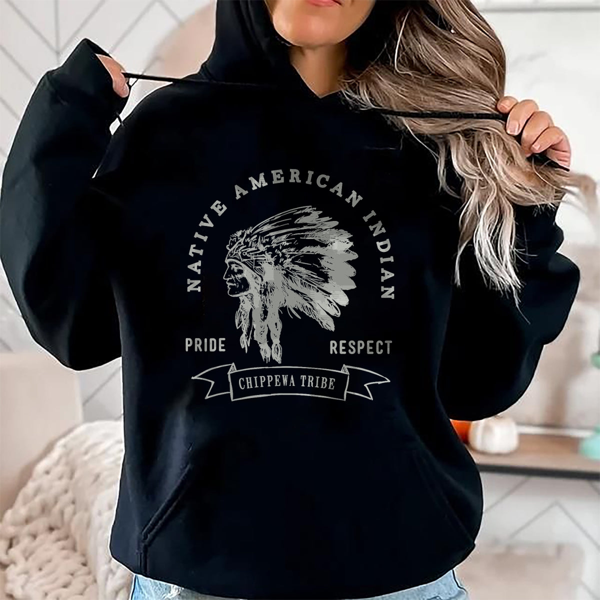 Native American T-Shirts, Vintage Native American Unisex T-Shirt/Hoodie/Sweatshirt HLT00 - American Flag - Chippewa Tribe Native American Indian Pride Respect Love T-Shirt