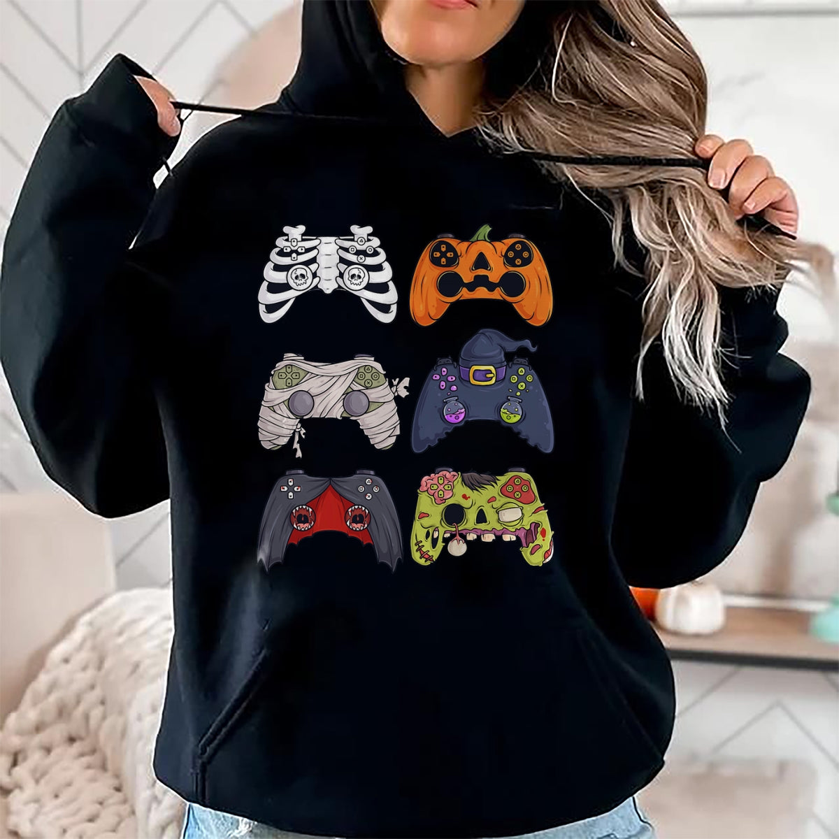 Hallowen Shirts for Family, Funny hallowen shirts, Hallowen Unisex T-Shirt/Hoodie/Sweatshirt HLT00 - Halloween Skeleton Zombie Gaming Controllers Mummy Boys Kids T-Shirt